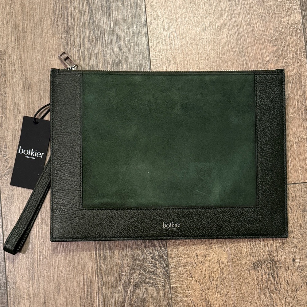 Botkier Women’s Dark Green Suede and Leather Clutch